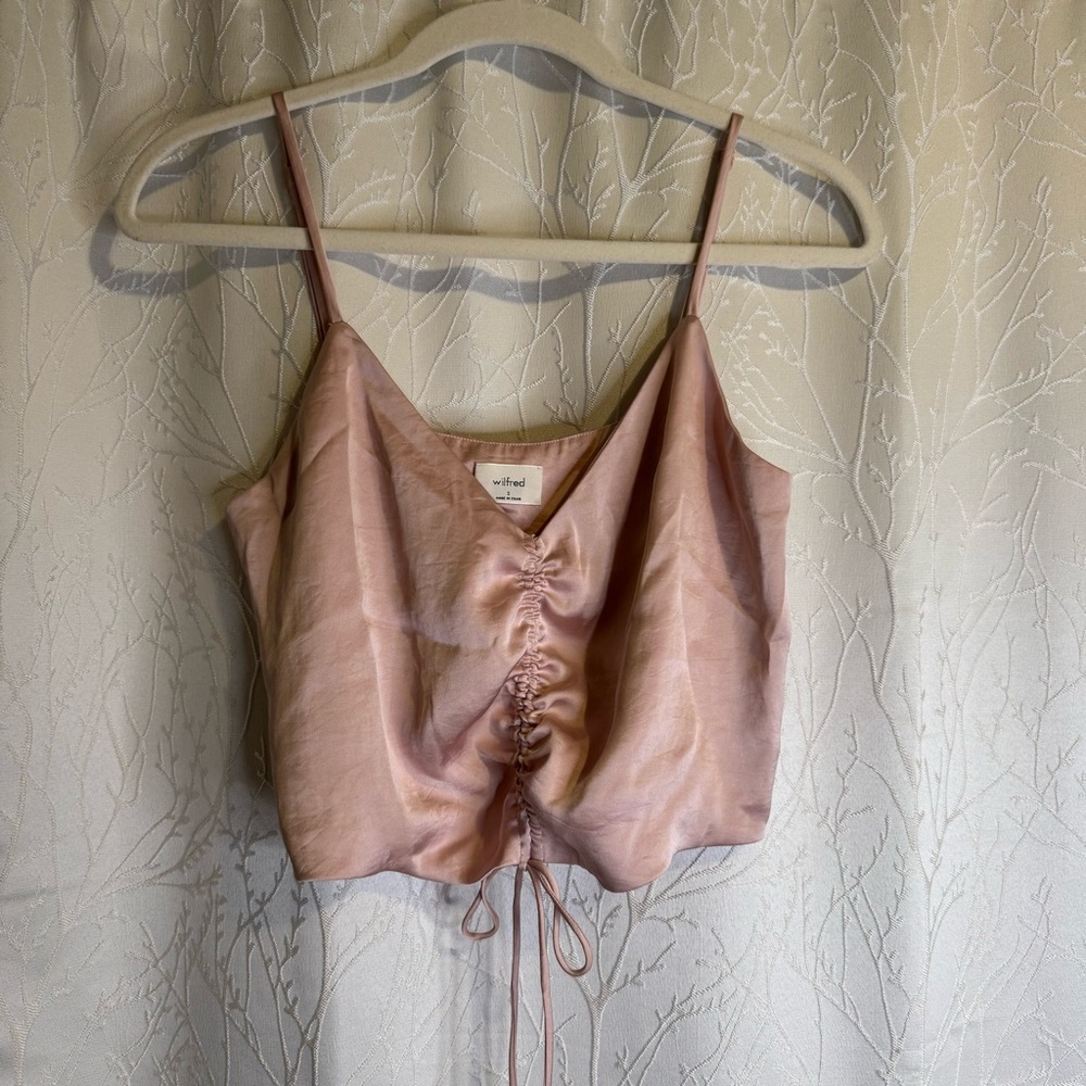 Aritzia Silk Pink Ruched Camisole Top